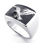 Stainless Steel Vintage Silver Style Eagle Ring Men Big
