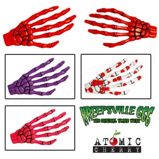   666 Skeleton Hands Hair Clips Rockabilly Pin Up Zombie Punk Horror