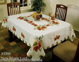Fall Autumn New Maple Leaf 68x84 Oblong Fabric Tablecloth Beige #3306