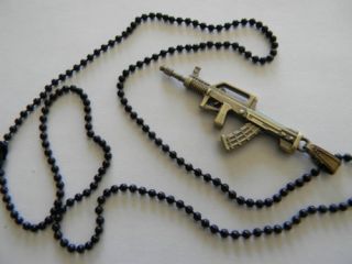   BIKES gun necklace famas bmx black or silver mens jewelry ball chain