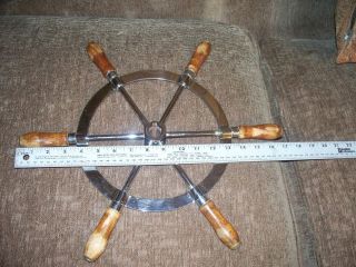   Navigation Nautical Maritime Boat Ship Steering Wheel; Metal & Wood