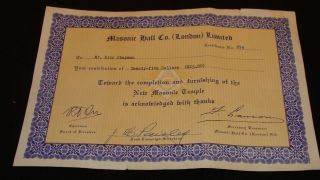   Co (London) Ont Limited Vintage certificate style donation receipt