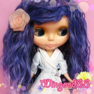 Fashion Long Hair Wig Curl Curve Purple For Blythe Doll