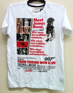 JAMES BOND 007 OFFICIAL FROM RUSSIA WITH LOVE MENS WHITE 100% 