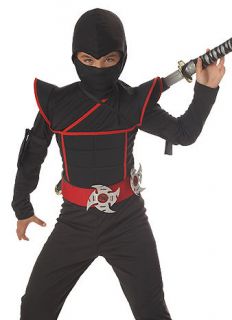 Kids Black Ninja Warrior Outfit Boys Halloween Costume