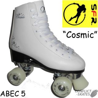    White Figure Quad Roller Skates Sizes 3 to 9 UK ABEC 5 Bearings