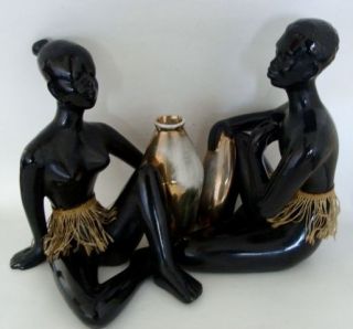 Blackamoor Couple Figures Figurines Man & Lady AWESOME