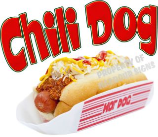 Chili Dog Hot Dog Decal 14 Concession Food Truck Van Stand Cart Vinyl 