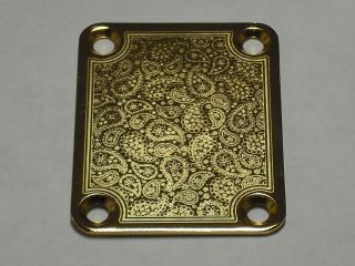 Paisley Engraved Guitar Neck Plate Tele Strat gold