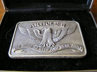STERLING SILVER BELT BUCKLE ARTICLE II THE RIGHT TO KEEP AND BEAR 