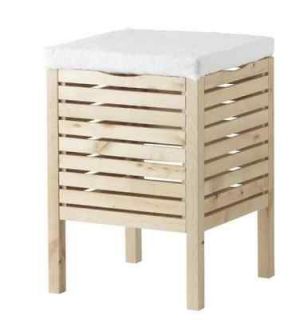 IKEA MOLGER Wooden Storage Stool Bench NEW Bathroom Kitchen Blanket 