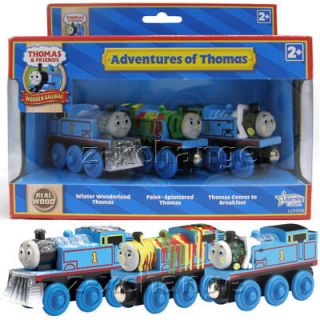 USA THOMAS COMES TO BREAKFAST SET Wooden 3 Trains NEW