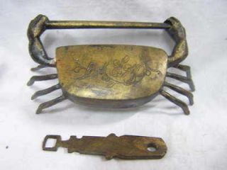 Chinese old style Brass Carved crab lock/key