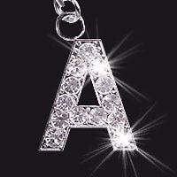 CRYSTAL LETTER INITIAL A to Z MOBILE PHONE / BAG CHARM CHARMS