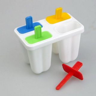 Ice Cream Frozen 4Pcs Popsicle Maker Mold Icepop Block Icy Pole Lolly 