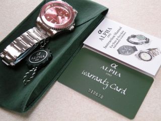 ALPHA SUBMARINER PINK FACE STAINLESS STEEL AUTOMATIC WATCH BNWT