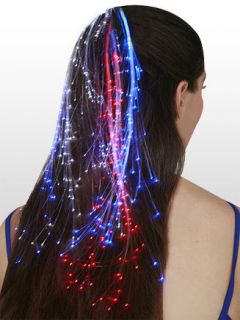 GLOWBYS FIBER OPTIC HAIR EXTENSIONS JULY 4TH SPECIAL RED, WHITE 