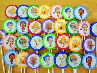30 BUBBLE GUPPIES inspired BIRTHDAY PARTY FAVORS cupcake toppers