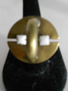 DanniJo Brass Disc White Stone Hook Ring NWOB $ 325 Sz 6.5