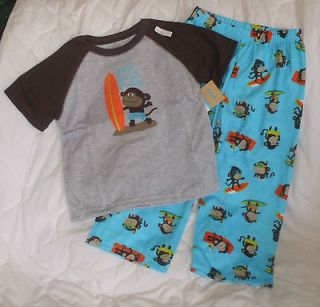NEW Sz 3 3T Carters Pajamas Shirt Pants Boys Monkey Moms Beach Buddy