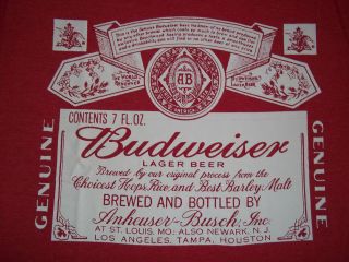 Shirt Budweiser Bud Beer Red