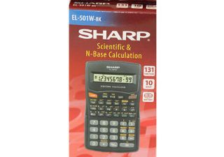 Sharp EL 501W BK Scientific N Base Calculator 10 digit variable 