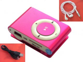   Pink Mini Metal Clip  Player for 2GB 4GB 8GB 16GB Micro SD/TF Card