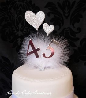 Sparkle Heart Cake Topper   Birthday Anniversary Cake Decorations