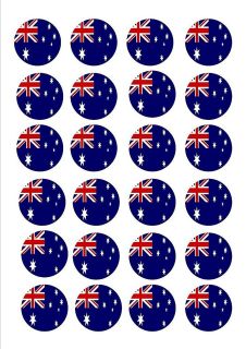 24 X OZ AUSTRALIA AUSTRALIAN FLAGS EDIBLE CUP CAKE TOPPERS WAFER RICE 