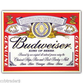 Budweiser Beer Label Refrigerator/T​ool Box Magnet