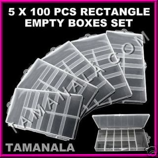 100PC RECTANGLE EMPTY NAIL TIP CRAFT CASE BOXES SET