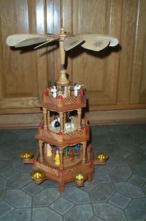   Wooden Christmas Nativity Carousel Candle Spinning Windmill Vernon