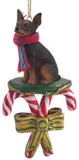 Miniature PINSCHER Dogs Candy Cane Christmas Ornament