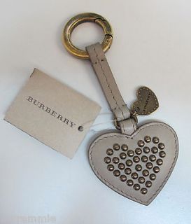 Burberry Tan Leather Heart Key Ring New With Tags