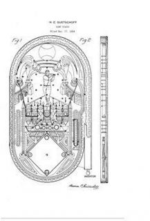 US Patent USA Guetschoff Baseball Bagatelle Pinball 1930s