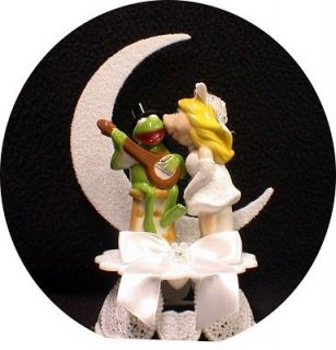 MISS PIGGY KERMIT FROG Wedding Cake Topper Muppet top Moonlight Funny 