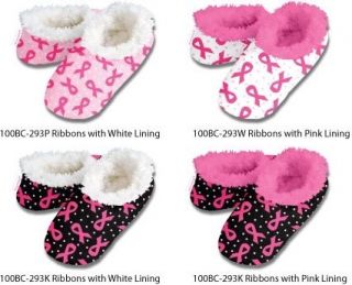 Breast Cancer Awareness Pink Snoozies Slippers Booties Womens Foot 
