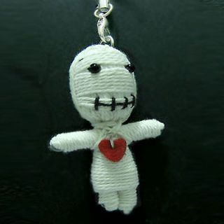 White Zombie String Voodoo Doll Keyring Keychain Thai Handmade 