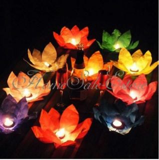   Flower Lotus Wishing Chinese Lantern Floating River Water Candle Light