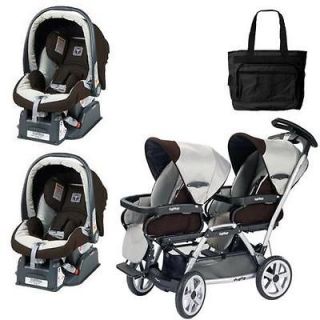 Peg Perego Duette SW Stroller with two Car Seats and a Diaper Bag 