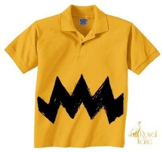   Charlie brown Black Zig Zag Boys Polo Shirt Halloween Costume Childs