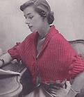 Vintage Knitting PATTERN to make Shoulder Shrug Cape Jacket