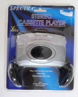   NIP Spectra Stereo cassette player with headphones belt clip portable