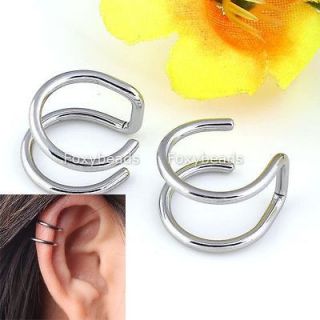   Steel Cartilage Double Closure Ring Ear Cuff Earring Gothic Punk