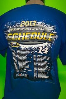2013 TONY STEWART #14 ROYAL BLUE NASCAR SCHEDULE TEE SHIRTS (CHASE 