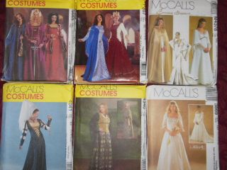 Sewing patterns misses McCalls medieval costumes, dress/cape OOP/UNCUT