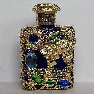 Czech handmade CAT rhinestones glass perfume bottle