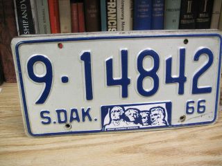 VINTAGE 1966 SOUTH DAKOTA S DAK CAR AUTOMOBILE LICENCE PLATE TAG