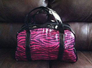 Zebra Sequined Pink and Black Dance Sleepover Tote Bag