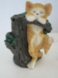 Tabby Yellow Kitten in Tree by Living Stone 1996 Six Inches Tall CUTE 